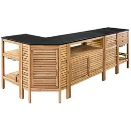 Dehner Outdoor-Küche Eckregal Southampton, ca. B50/H90/T50 cm, Hellbraun, Schwarz