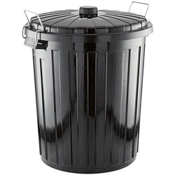 WAS Abfallbehälter mit Verschlussklammern 55 Liter schwarz, 46x46 cm