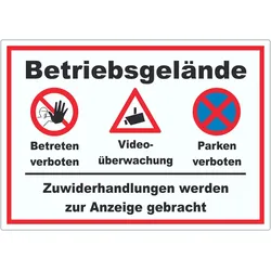 Aufkleber Betriebsgelände Betreten Video Parken A7 (74x105mm)