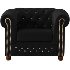 S-Style Chesterfield Sessel Cleo Blink Samt 104 x 72 x 0 cm Schwarz