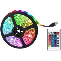 Prevessel 5 m RGB-LED-Lichtleiste mit 24 Tasten, Fernbedienung, 16 Farben, LED-Lichtband, LED-Lichtschlauch, Farbwechsel-Licht, USB-Aufladung für Dekoration, wasserdicht