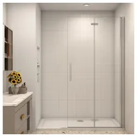 Duschparadies Dusch-Falttür 185cm Scharniertür Falttür Nischentür Duschabtrennung Duschtür, 120x185 cm, Easyclean Sicherheitsglas, beidseitig montierbar 120 cm x 185 cm