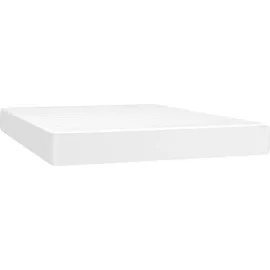 vidaXL Boxspringbett mit Matratze & LED Weiß 140x200 cm Kunstleder