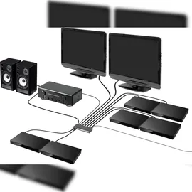 SpeaKa Professional 6 Port HDMI-Matrix-Switch mit Picture in Picture-Funktion, mit Fernbedienung UHD 4K @ 60 Hz