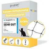 PIUPET Katzennetz drahtverstärkt schwarz 4 m, 3 m