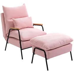 HOMCOM Relaxsessel mit Hocker Kord, Schaumstoff