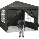 Woltu Faltpavillon 3 x 3 m inkl. 4 Seitenteile Grau