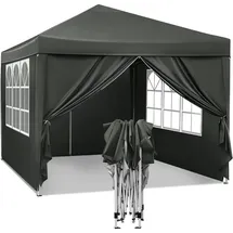 Woltu Faltpavillon 3 x 3 m inkl. 4 Seitenteile Grau