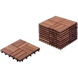 Terrassenfliesen Braun Zertifiziertes Akazienholz Wetterbeständig Wetterfest Outdoor Klickfliesen Gartenfliesen Holzfliesen für Garten