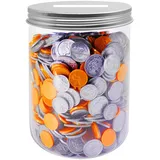 Mczcent Sparschwein Groß, Sparbüchse Transparent für Münzen, Spardose Groß Plastik Durchsichtig, Grosse Spardosen Piggy Coin Money Saving Bank Münzen Jar Box für Jungen Mädchen Kinder Erwachsene, L