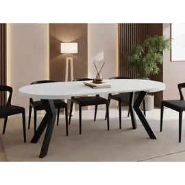 WFL GROUP Runder Ausziehtisch 90 x 77 x 90 cm weiß