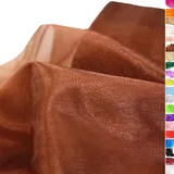 TOLKO 1m Organza Stoffe zum Nähen Meterware | Hauch Zart, Fein, Durchsichtig | zum Dekorieren Basteln 145cm breit | leichter Glanz Stoff für Gardine Vorhänge Tischdecken Deko Schals (Braun)
