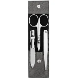 ZWILLING Beauty Maniküre Pediküre Set 3tlg. mit Kombinagelschere, Leder, Anthrazit Nagelpflegeset 
