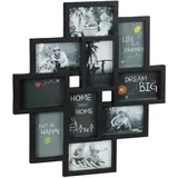 Relaxdays Bilderrahmen Collagen, für 10 Bilder, Hoch-oder Querformat, Wand Kunststoffrahmen, h x b 55 x 50 cm, schwarz