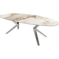 DeLife Esstisch Edge Oval 280x130 Keramik Minas Melange Weiß-Beige
