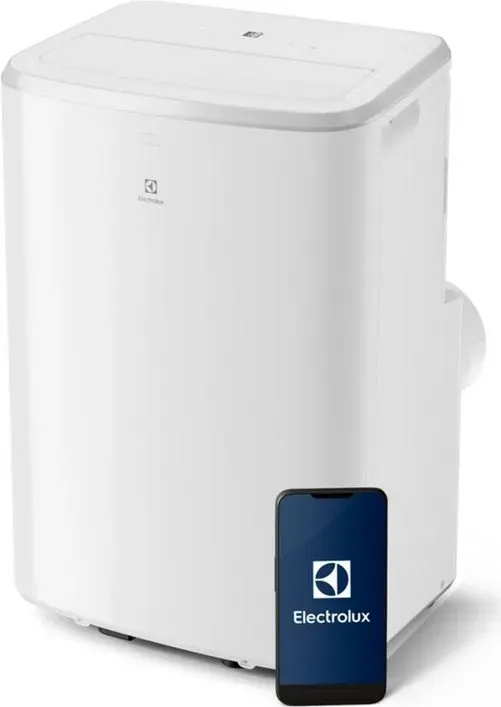 Electrolux Comfort 600 EXP34U339CW Tragbarer Klimaventilator, 3,4 kW (12.000 BTU), WLAN-Steuerung, 4 Modi, Luftentfeuchter, 24-Stunden-Timer, Energieklasse A, R290-Kältemittel, Weiß