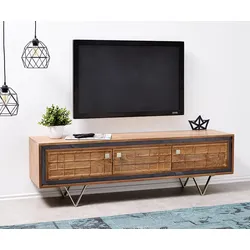 Designer-Lowboard Stonegrace 147 cm Akazie Natur 3D 3 Türen