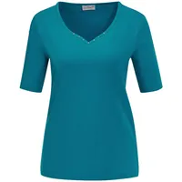 GOLDNER Halbarm Basic-Shirt aus Baumwolle in petrol | Gr.: 50