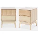 sweeek - 2er Set Nachttische mit Zwei Schubladen,