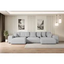 altdecor Ecksofa mit Schlaffunktion und Bettkasten Corner Sofa Eckcouch Couch U-Form universal, links/rechts angeordnet Schlafcouch Ausziehbar Wohn... - Hellgrau
