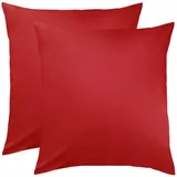 BettwarenShop Single Jersey Kissenbezug Ulm 2er Pack 80x80 cm | rot - rot