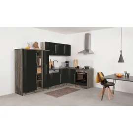 kochstation Winkelküche L-Form KS-Samos 290 cm schwarz