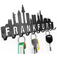 NOGGI - Home Decor Masters Schlüsselleiste Schlüsselbrett "FRANKFURT", (Schlüsselbrett mit 10 Haken, Wandbefestigung im Set enthalten), Made in EU