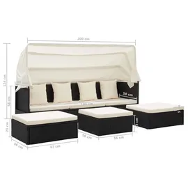vidaXL Polyrattan Sonnenbett wasserabweisend schwarz