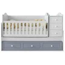 aea Modernes Montessori Babybett mit Schubladen und Stauraum, Funktionales Design