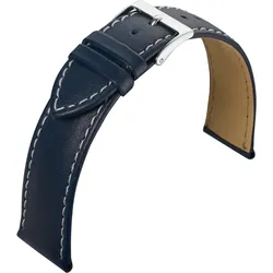 Eulit Kalb- / Rindleder glatt Taurus mit Kontrastnaht 22mm" E50342622932" - blau - helle Naht