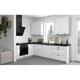 Feldmann-Wohnen Winkelküche L-Form 284 x 228 cm grau / weiß matt