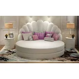 Elegantes Rundbett Weiß Shell Design Polster Lila Silber Modernes Schlafzimmer - Weiß