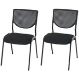 MCW 2er-Set Besucherstuhl H401, Konferenzstuhl stapelbar, Stoff/Textil ~ Sitz schwarz, Füße schwarz