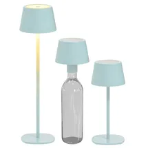 NORTHPOINT LED Tischlampe Flaschenleuchte max. 45cm hoch mit 3000mAh Akku 200lm warmweißes Licht (3000K) stufenlos dimmbar für Innen und Außen (hellblau)