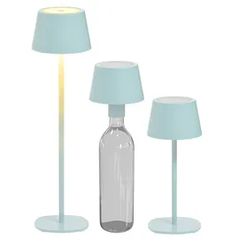 NORTHPOINT LED Tischlampe Flaschenleuchte max. 45cm hoch mit 3000mAh Akku 200lm warmweißes Licht (3000K) stufenlos dimmbar für Innen und Außen (hellblau)