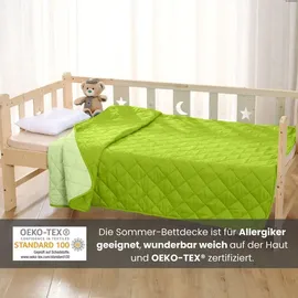 Wometo 2 Stück Microfaser Sommer Steppbett 155x220 – grün und hellgrün / OEKO-TEX / kochfest 95° / Leichtsteppbett für heiße Tage / ohne Bezug verwendbar