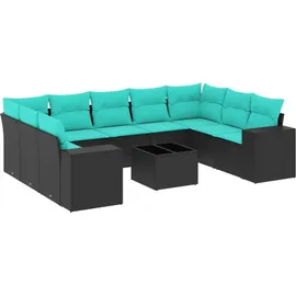 vidaXL Gartensofa-Set 10-tlg. schwarz