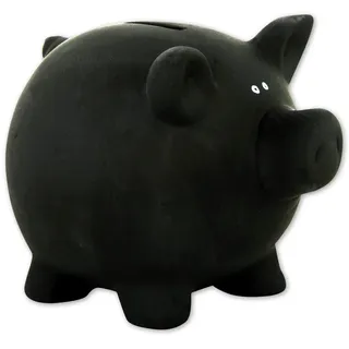Sparschwein Tafel mit Kreide zum Beschriften schwarz, inkl. 1 x weiße Kreide & 1 x Schlüssel, Keramik, in Geschenkverpackung - Piggy Bank