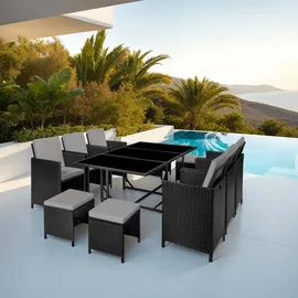 Tectake Malaga Set 11-tlg. schwarz/grau