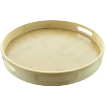 Dekoleidenschaft Tablett Bambus rund Ø 38 cm, Serviertablett, Tragetablett, Tischdeko