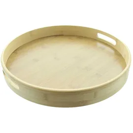 Dekoleidenschaft Tablett Bambus rund Ø 38 cm, Serviertablett, Tragetablett, Tischdeko
