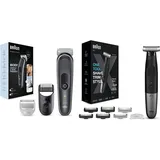 Braun Bodygroomer 5, Körperpflege- und Haarentfernung für Herren, BG5350, grau/weiß & Series X XT5200 All-in-One Barttrimmer, Bodygroomer/Elektrorasierer Herren, langlebige Klinge, 6 Kammaufsätze