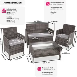 Tectake Madeira Set 4-tlg. grau
