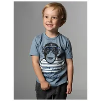 Trigema T-Shirt » T-Shirt mit großem Affen-Druckmotiv«, (1 tlg.), Gr. 140, pearl-blue, , 67526550-140
