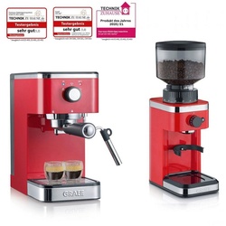 Graef Espressomaschine und Kaffeemühle im Set rot