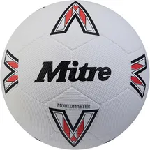 mitre Super Dimple Fußball | Perfekt für Futsal, für Hartplatz und Halle Fußball, Weiß/Schwarz/Bib-Rot, 5