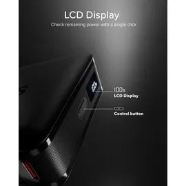 SBS PowerBank 20000mAh, 65W Power Delivery (PD 3.1 PPS), AFC, Powerbank mit LCD-Display, USB-C, tragbares Reiseladegerät, kompaktes Design, Schwarz