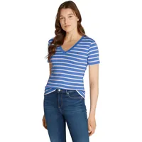 Tommy Hilfiger Damen T-Shirt Kurzarm New Slim Cody V-Ausschnitt,