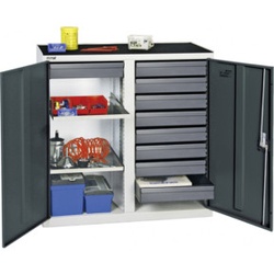 Stumpf Werkzeug- und Materialschrank 3000, RAL 7035/7016, 9 Schubladen, 2 Wannen