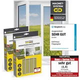 EasyMaxx Fliegengitter für Fenster mit Magic Click | Moskitonetz individuell zuschneidbar für alle Fenster bis 150 x 130 cm | Einfache Montage mit 12 Magneten - kein Bohren oder Schrauben [2 Stück]